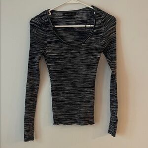 Banana Republic Navy and Gray Long Sleeve Top